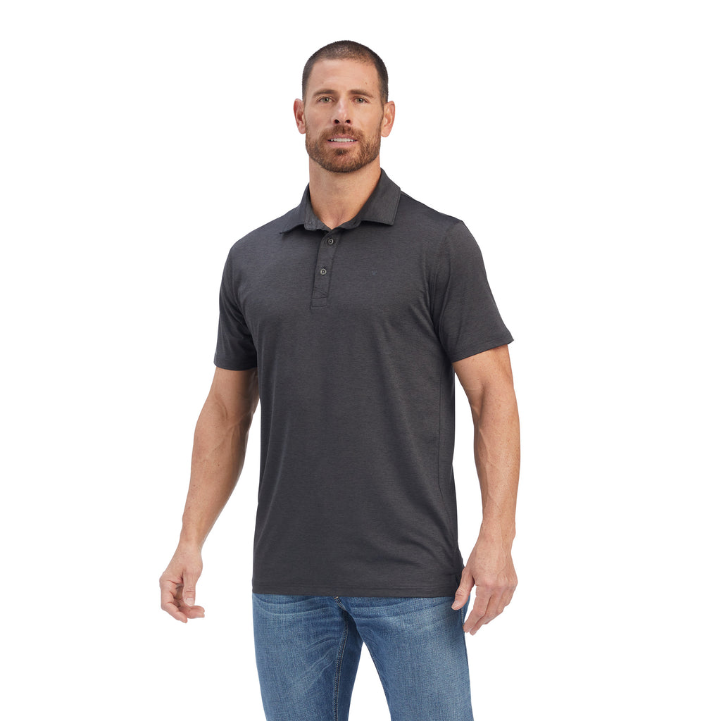 Sale, Ariat Men's Charger 2.0 Charcoal Fitted Polo Shirt 10039548 Online  Discount Clothes